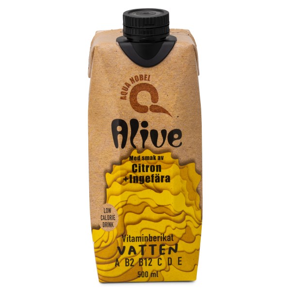 Aqua Nobel Vitamiini Lähdevesi Alive, Sitruuna & Inkivääri, 500 ml
