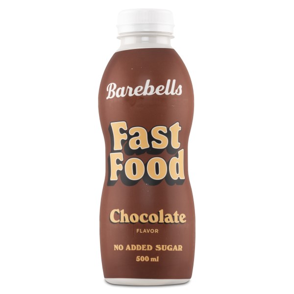 Barebells Fast Food -juomasta, Suklaa, 500 ml
