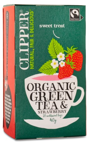 Pienoiskuva Clipper Green Tea Strawberry EKO, 20 pussia