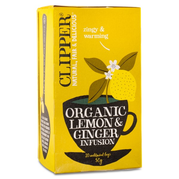 Clipper Tea Lemon & Ginger Infusion EKO, 20 pussia