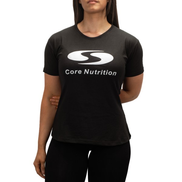 Core Nutrition Womens Logo Tee, XS, Musta