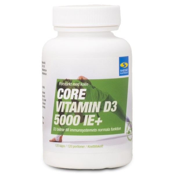 Core Vitamin D3 5000 IE+ Hardshell - poistuva tuote, 120 kapselia