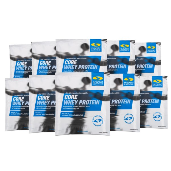 Core Whey Annospussit, Mansikka pirtelö  *Kevyesti makeutettu*, 10-pack