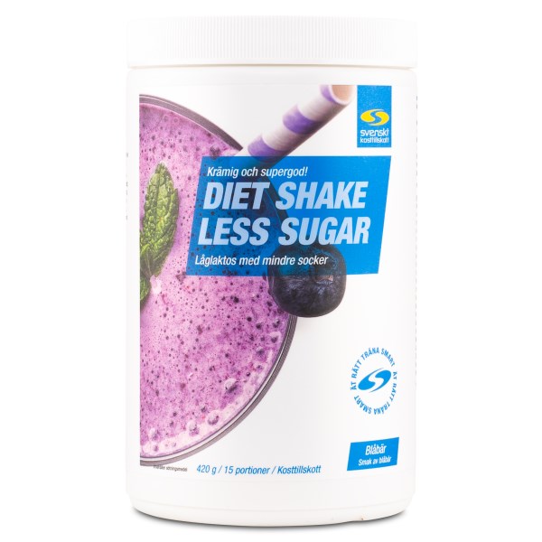 Diet Shake Less Sugar, Mustikka, 420 g