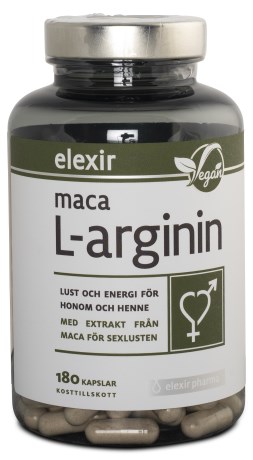 Pienoiskuva Elexir Pharma Maca L-arginin, 180 kapselia