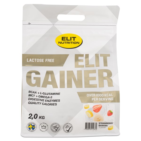 ELIT Gainer Laktoositon, Strawberry Banana, 2 kg