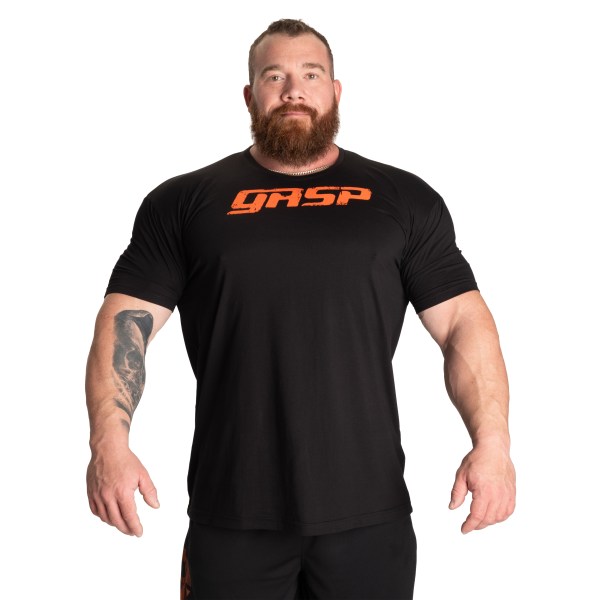 Gasp Legacy Gym Tee, L, Black/flame