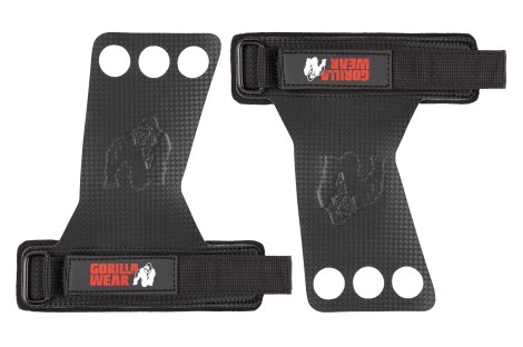 Pienoiskuva Gorilla Wear 3 Hole Carbon Lifting Grips, S, Musta