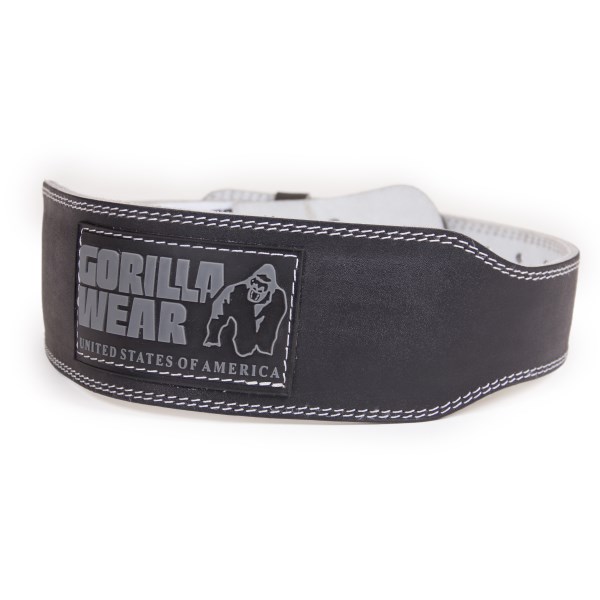 Gorilla Wear 4 Inch Padded Leather Belt, S/M, Musta / harmaa