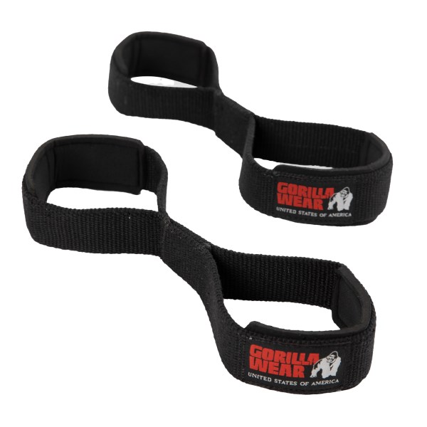 Gorilla Wear Figure 8 Lifting Straps, L/XL, Musta