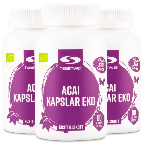 Healthwell Acai-kapselit EKO, 270 kapselia