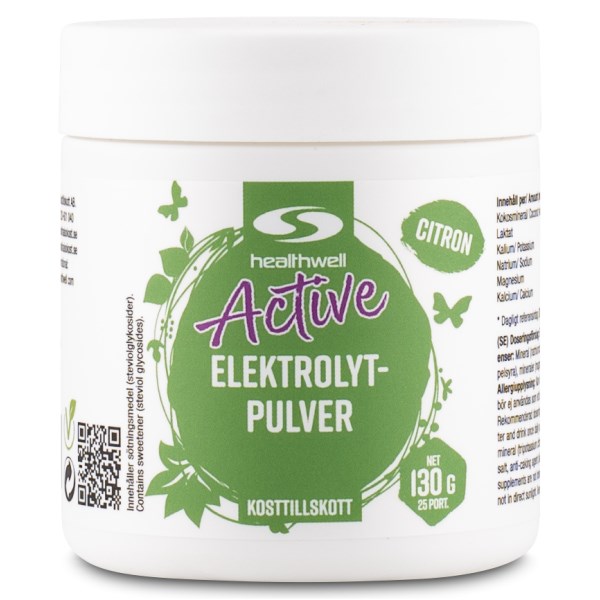 Healthwell Active Elektrolyyttijauhe, Sitruuna, 130 g