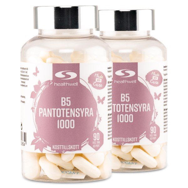 Healthwell B5 Pantoteenihappo 1000, 180 tablettia