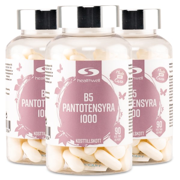 Healthwell B5 Pantoteenihappo 1000, 270 tablettia
