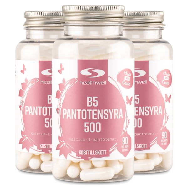 Healthwell B5 Pantoteenihappo 500, 270 kapselia