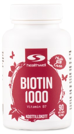 Pienoiskuva Healthwell Biotiini 1000, 90 kapselia