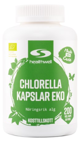 Pienoiskuva Healthwell Chlorella Kapselit Luomu, 200 kapselia