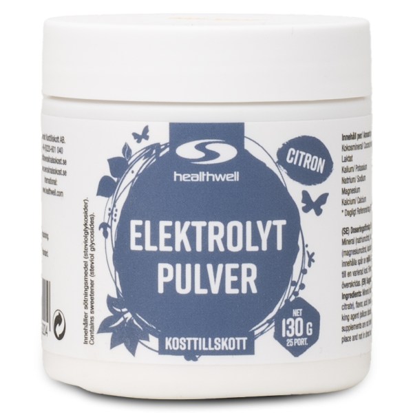 Healthwell Elektrolyyttijauhe, Sitruuna, 130 g