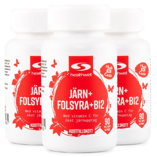 Healthwell Rauta, Foolihappo, B12, 270 kapselia