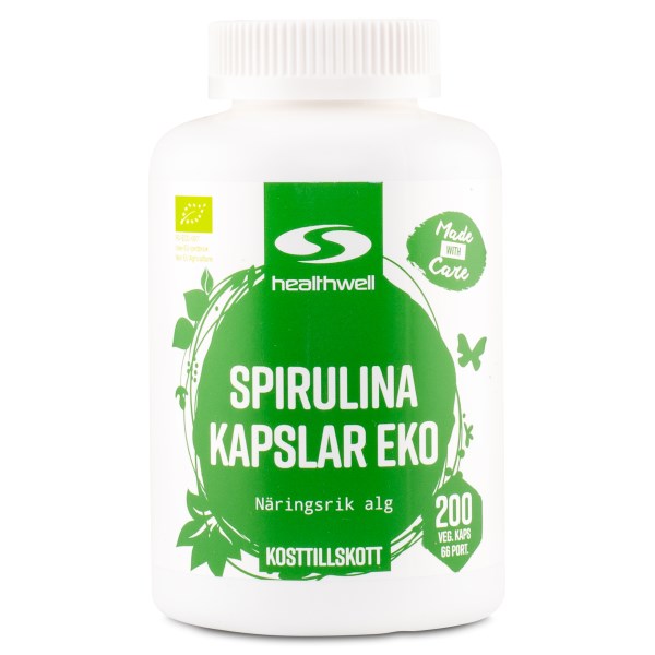 Healthwell  Spirulina Kapselit EKO, 200 kapselia