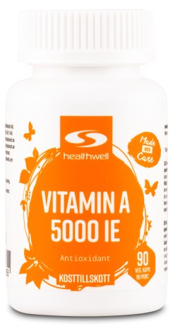 Pienoiskuva Healthwell Vitamin A 5000 IE, 90 kapselia