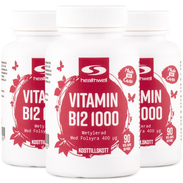 Healthwell B12 Vitamiini 1000  Metyloitu, 270 kapselia