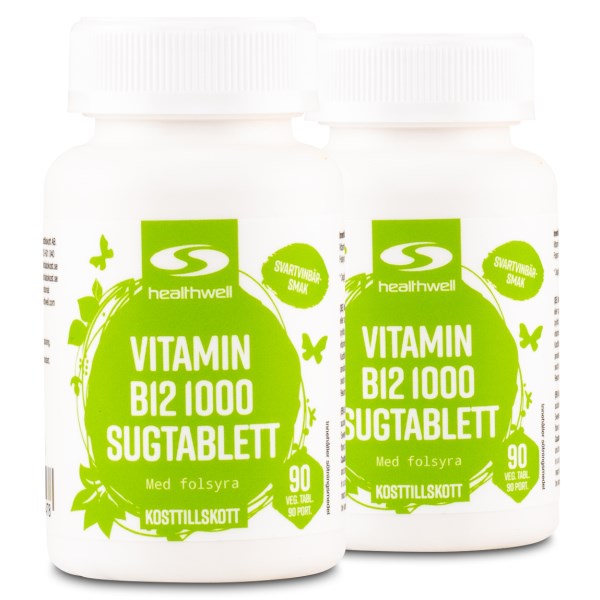 Healthwell B12-vitamiini 1000 imeskelytabletit, 180 tablettia