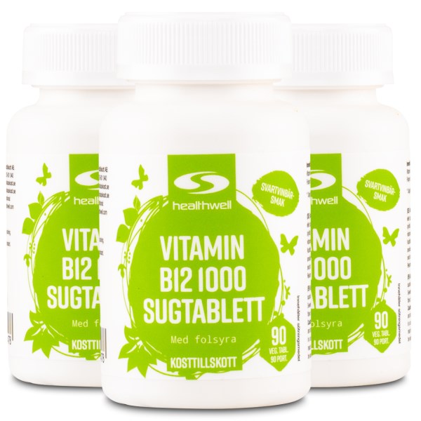 Healthwell B12-vitamiini 1000 imeskelytabletit, 270 tablettia