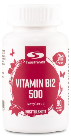 Pienoiskuva Healthwell B12-Vitamiini 500 Metyloitu, 90 kapselia