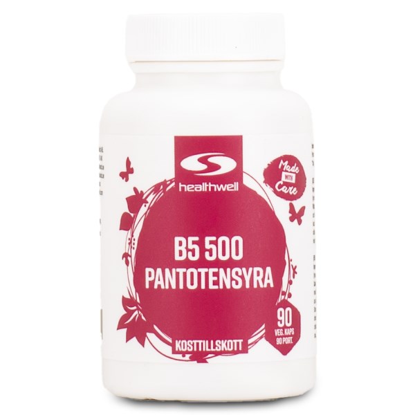 Healthwell B5 Vitamiini + Pantoteenihappo 500 mg, 90 kapselia