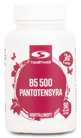 Pienoiskuva Healthwell B5 Vitamiini + Pantoteenihappo 500 mg, 90 kapselia