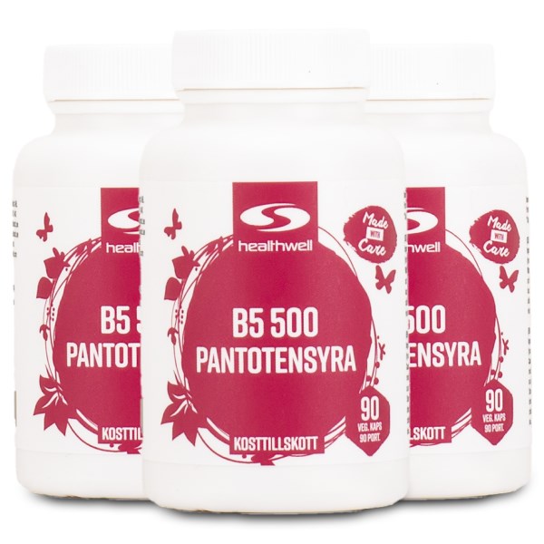 Healthwell B5 Vitamiini + Pantoteenihappo 500 mg, 270 kapselia