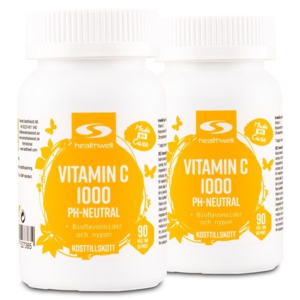 Healthwell C-vitamiini 1000 pH-Neutraali, 180 tablettia