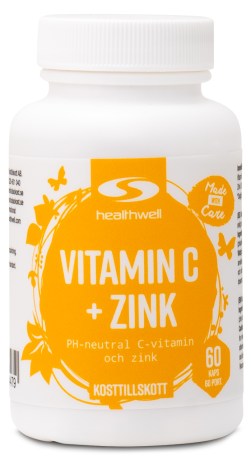 Pienoiskuva Healthwell Vitamin C + Zink, 60 kapselia