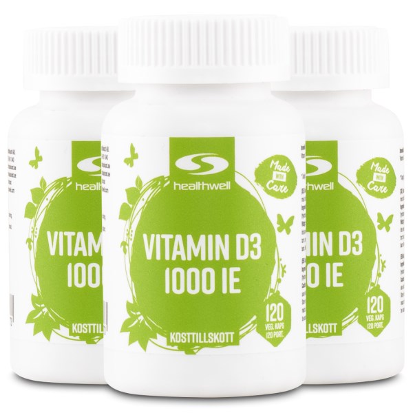 Healthwell D3-Vitamiini 1000 IE, 360 kapselia