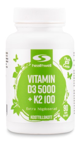Pienoiskuva Healthwell Vitamin D3 5000 + K2 100, 90 kapselia