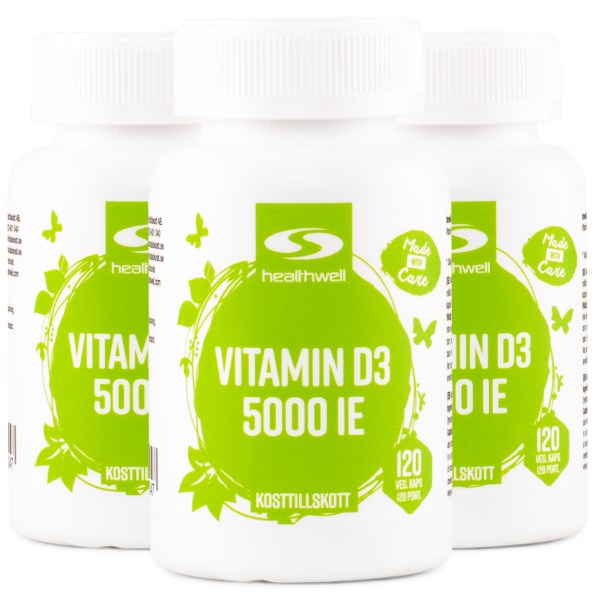 Healthwell D3-Vitamiini 5000 IE, 360 kapselia