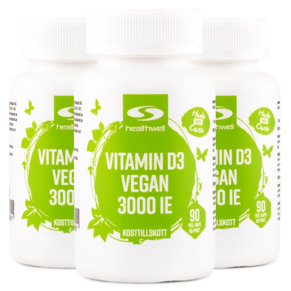 Healthwell D3-vitamiini 3000 IE Vegaaninen, 270 kapselia