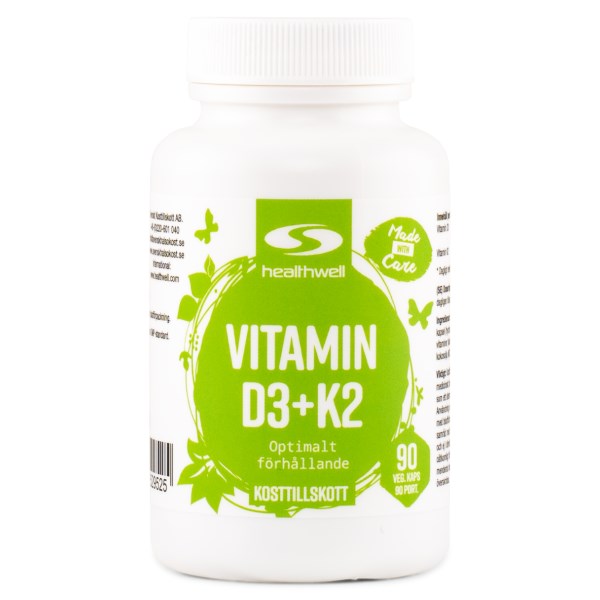 Healthwell D3+K2 Vitamiini, 90 kapselia