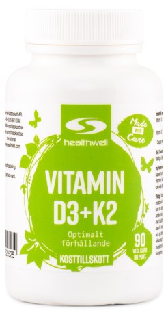 Pienoiskuva Healthwell D3+K2 Vitamiini , 90 kapselia