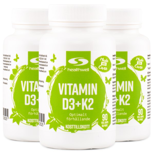 Healthwell D3+K2 Vitamiini, 270 kapselia
