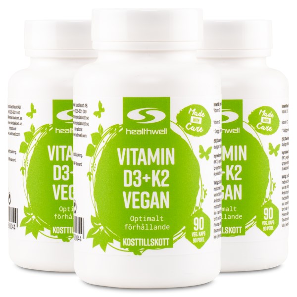 Healthwell D3+K2-Vitamiini Vegaaninen, 270 kapselia