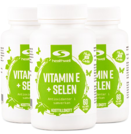 Pienoiskuva Healthwell E-vitamiini + Seleeni, 180 kapselia