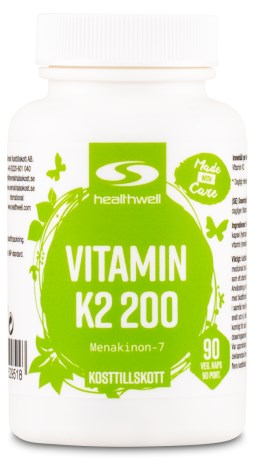 Pienoiskuva Healthwell K2 Vitamiini 200 , 90 kapselia