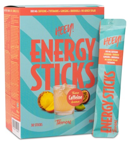 Pienoiskuva HEEY Energy Sticks Kofeiini+Guarana, Tropical, 30 annospussia