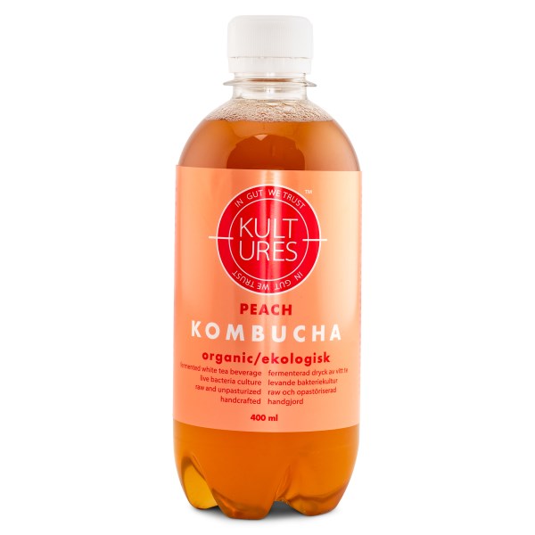 Kultures Kombucha, Persikka, 400 ml