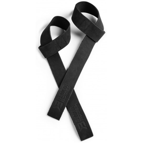 Better Bodies Leather Lifting Straps, One Size, Musta
