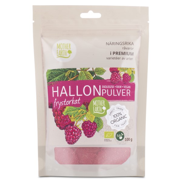 Mother Earthin Pakastekuivattu Vadelmajauhe Raw & Eko, 100 g