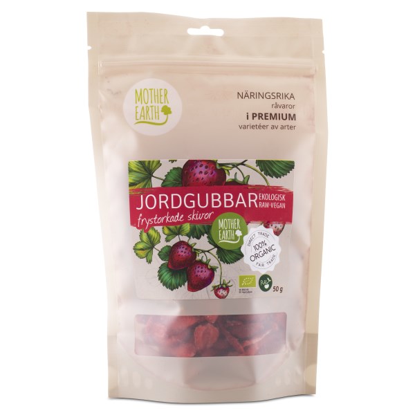 Mother Earth Pakastekuivatut Mansikka Siivut Raw & Eko, 50 g