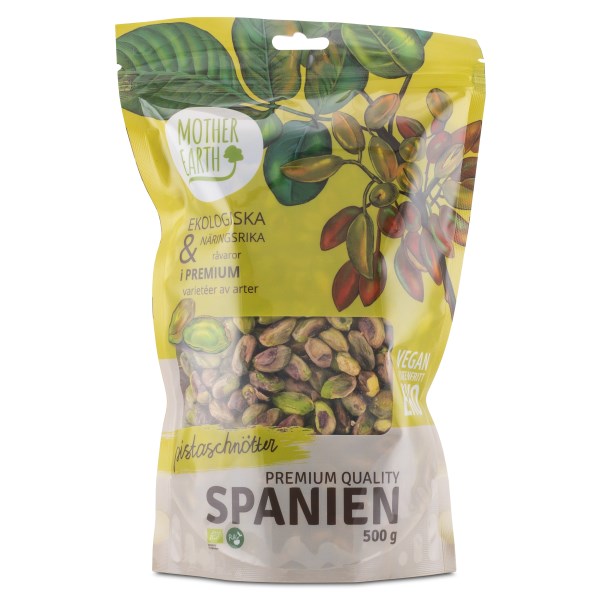 Mother Earth Pistaasipähkinät Premium Raw & Eko, 500 g